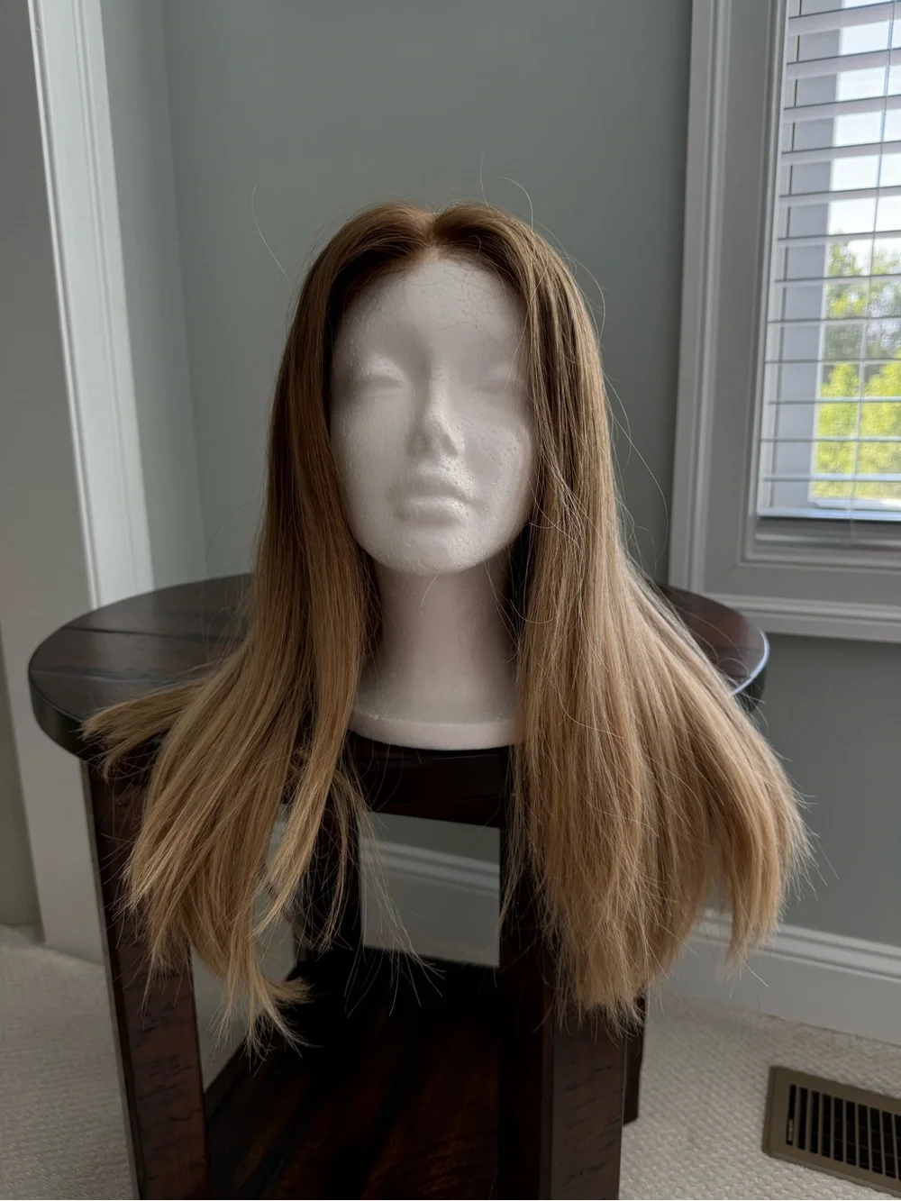 Human Hair Straight Dark Blonde/Light Brown Wig - Women Hair